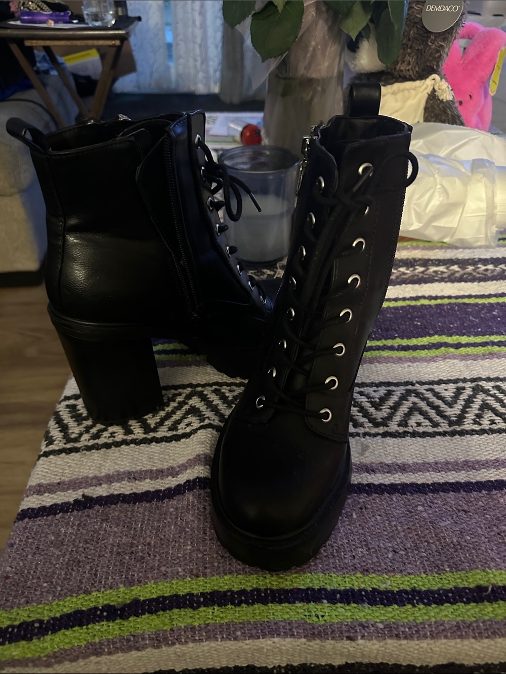 G by Guess Black Lace-Up Platform Heel Boots